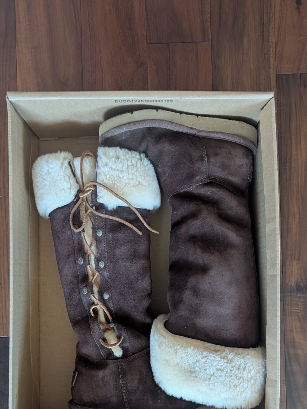 UGG Australia Upside Tall Suede Lace Up Boots Espresso Brown Size 7 SN 5163
